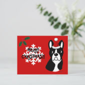 Boston Terrier Weihnachts-Cartoon Snowflake Feiertagspostkarte (Stehend Vorderseite)