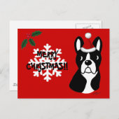 Boston Terrier Weihnachts-Cartoon Snowflake Feiertagspostkarte (Vorne/Hinten)