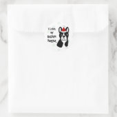 Boston Terrier Weihnachts-Cartoon Snowflake Runder Aufkleber (Tasche)