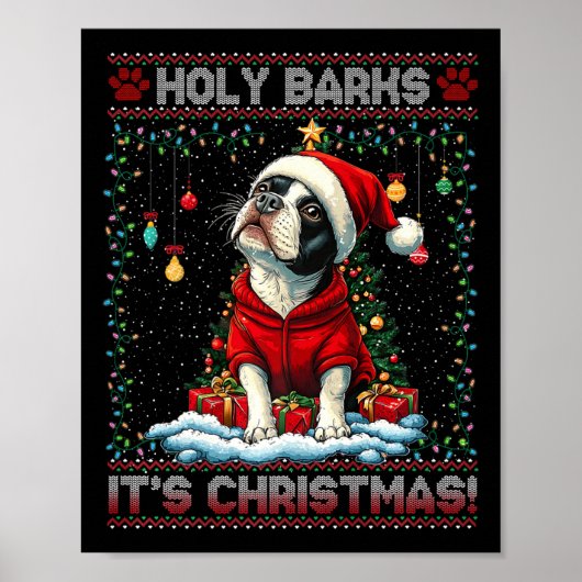 Boston Terrier Weihnachtsbaumdekorationen Liebe Poster (Vorne)