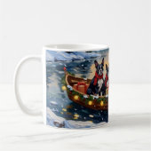 Boston Terrier Weihnachtsboot Urlaub Kaffeetasse (Links)