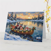 Boston Terrier Weihnachtsboot Urlaub Karte (Gelbe Blume)