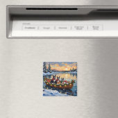 Boston Terrier Weihnachtsboot Urlaub Magnet (In Situ (Geschirrspüler))