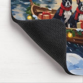Boston Terrier Weihnachtsboot Urlaub Mousepad (Ecke)