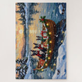Boston Terrier Weihnachtsboot Urlaub Puzzle (Vertikal)
