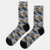Boston Terrier Weihnachtsboot Urlaub Socken (Linkes Detail)