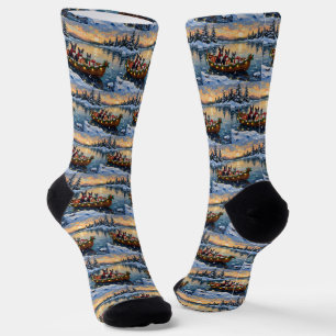 Boston Terrier Weihnachtsboot Urlaub Socken