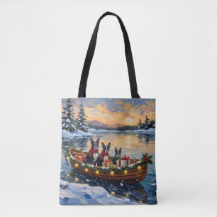 Boston Terrier Weihnachtsboot Urlaub Tasche