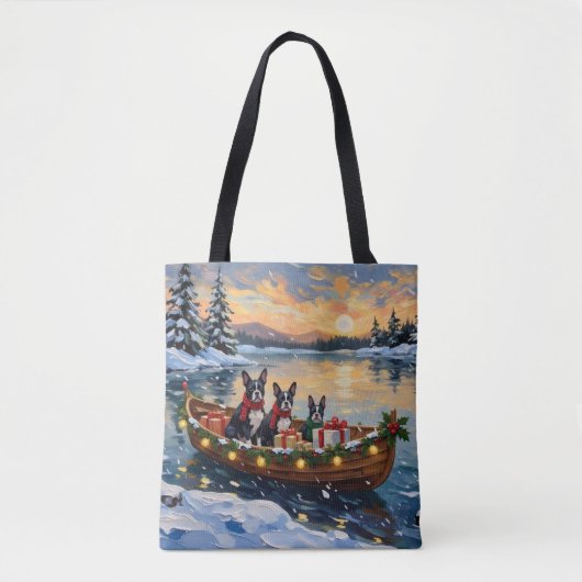 Boston Terrier Weihnachtsboot Urlaub Tasche (Vorderseite)