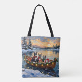 Boston Terrier Weihnachtsboot Urlaub Tasche (Rückseite)