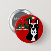 Boston-Terrier-WeihnachtsCartoon Button (Vorne & Hinten)
