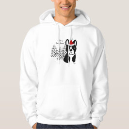 Boston-Terrier-WeihnachtsCartoon-Schnee-Holz Hoodie
