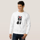 Boston-Terrier-WeihnachtsCartoon Sweatshirt (Vorne ganz)