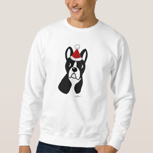 Boston-Terrier-WeihnachtsCartoon Sweatshirt (Vorderseite)