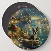Boston Terrier Weihnachtsfeiertage Button (Vorne & Hinten)