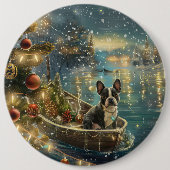Boston Terrier Weihnachtsfeiertage Button (Vorderseite)