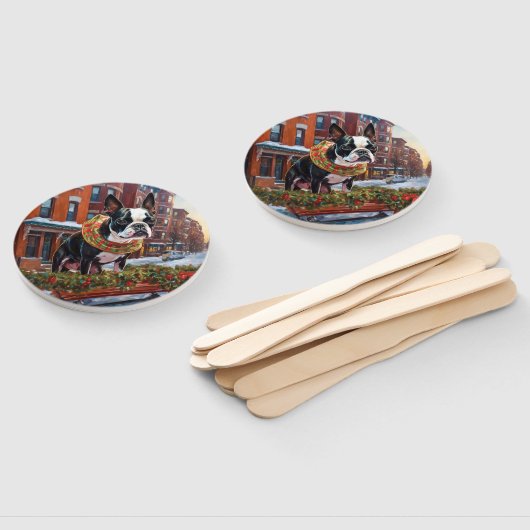 Boston Terrier Weihnachtsfeiertage Fächer (Non-assembled)