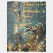 Boston Terrier Weihnachtsfeiertage Fleecedecke (Vorderseite)