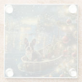 Boston Terrier Weihnachtsfeiertage Glasuntersetzer (Rückseite)