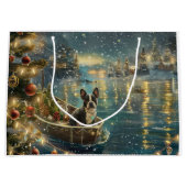 Boston Terrier Weihnachtsfeiertage Große Geschenktüte (Vorderseite)