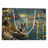 Boston Terrier Weihnachtsfeiertage Große Geschenktüte (Rückseite)