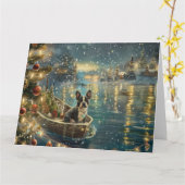 Boston Terrier Weihnachtsfeiertage Karte (Gelbe Blume)