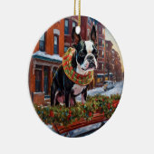 Boston Terrier Weihnachtsfeiertage Keramik Ornament (Rechts)