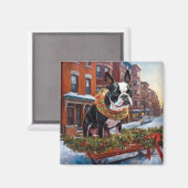 Boston Terrier Weihnachtsfeiertage Magnet (Vorderseite/Rückseite)