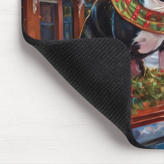 Boston Terrier Weihnachtsfeiertage Mousepad (Ecke)
