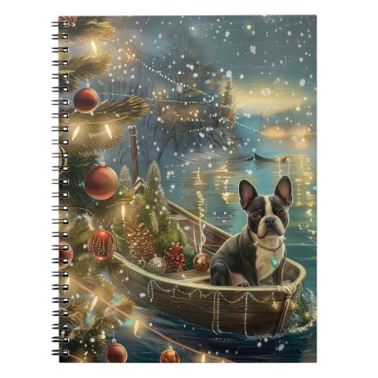 Boston Terrier Weihnachtsfeiertage Notizblock (Vorderseite)