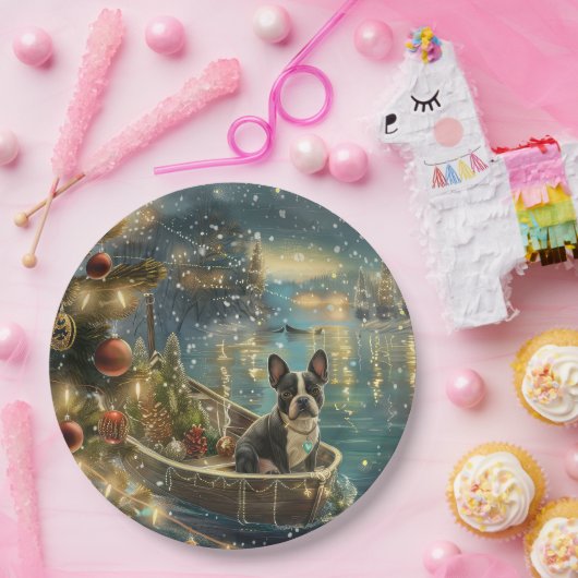 Boston Terrier Weihnachtsfeiertage Pappteller (Party)