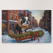 Boston Terrier Weihnachtsfeiertage Puzzle (Horizontal)