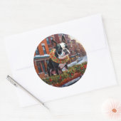 Boston Terrier Weihnachtsfeiertage Runder Aufkleber (Umschlag)