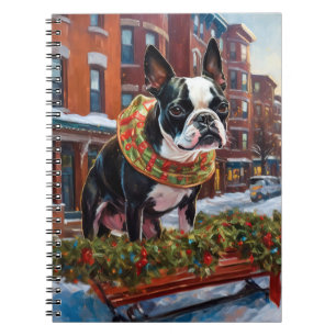 Boston Terrier Weihnachtsfest Saison Notizblock