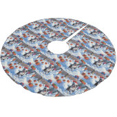 Boston Terrier Weihnachtsfest Schneeszene Polyester Weihnachtsbaumdecke (Schrägansicht)