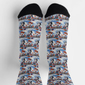 Boston Terrier Weihnachtsfest Schneeszene Socken (Oben)