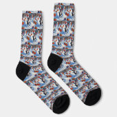 Boston Terrier Weihnachtsfest Schneeszene Socken (Rechts)