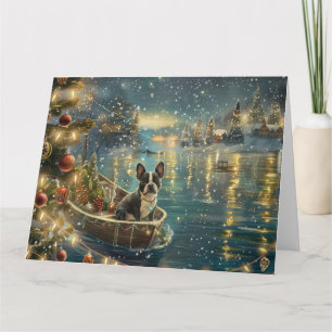 Boston Terrier Weihnachtsfestreise Karte