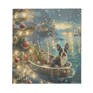 Boston Terrier Weihnachtsfestreise Notizblock