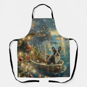 Boston Terrier Weihnachtsfestreise Schürze