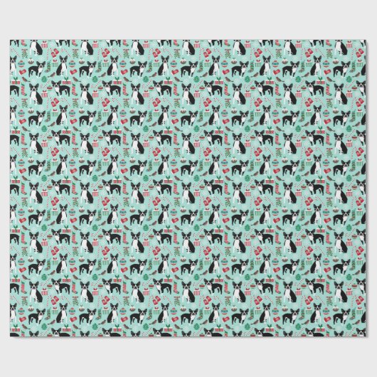 Boston Terrier Weihnachtsgeschenk Wrap Geschenkpapier (Flach)