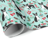 Boston Terrier Weihnachtsgeschenk Wrap Geschenkpapier (Rolleneckpunkt)