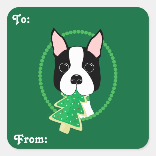 Boston Terrier Weihnachtsgeschenke Stickers (Vorderseite)