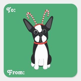 Boston Terrier Weihnachtsgeschenke Tag Stickers