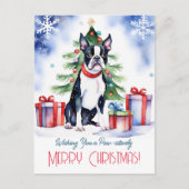 Boston Terrier Weihnachtsgrüße für Hunde Postkarte (Vorderseite)