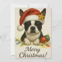 Boston Terrier Weihnachtskarte