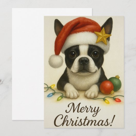 Boston Terrier Weihnachtskarte Einladung (Vorne/Hinten)