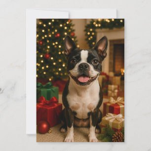 Boston Terrier Weihnachtskarte Einladung