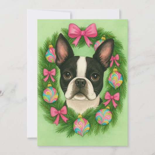 Boston Terrier Weihnachtskarte Feiertagskarte (Vorderseite)