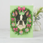 Boston Terrier Weihnachtskarte Feiertagskarte (Stehend Vorderseite)